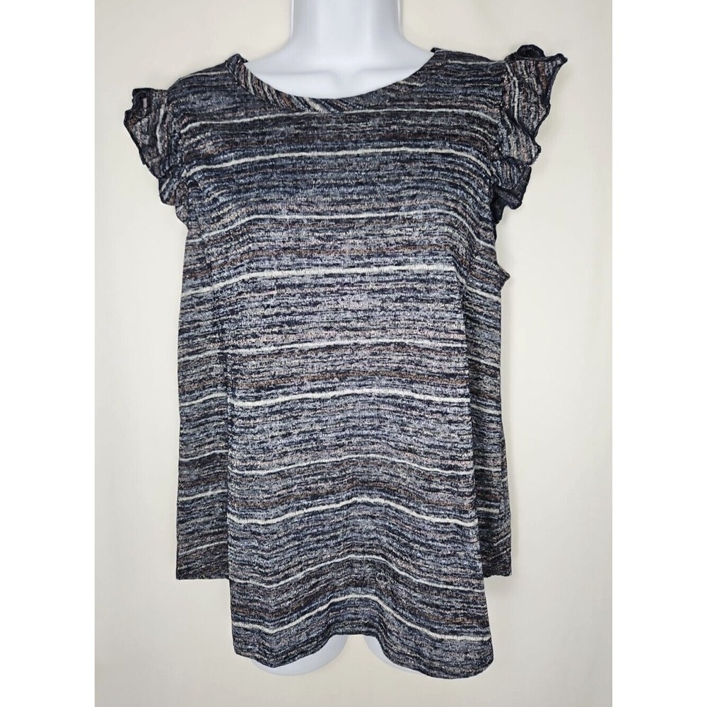 Kim & Cami‎ Womens Blue Striped Short Sleeve Pullover Blouse Size Medium NWOT